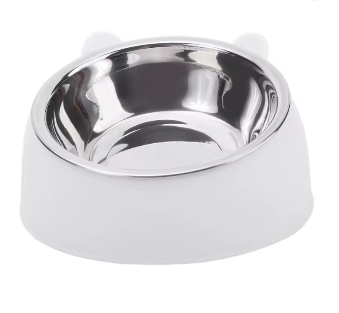 Cute Ear Raised Cat Bowl with Stainless Steel Insert