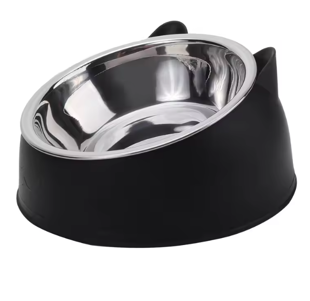 Cute Ear Raised Cat Bowl with Stainless Steel Insert